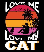 l'amour mon chat T-shirt conception vecteur