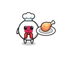 personnage de dessin animé de chef de poulet frit drapeau japon vecteur