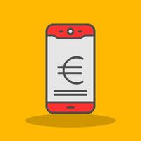 euro mobile Payer rempli ombre icône vecteur