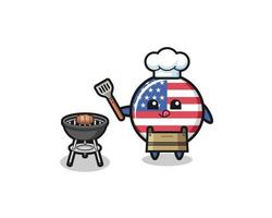 chef de barbecue du drapeau des états-unis avec un grill vecteur