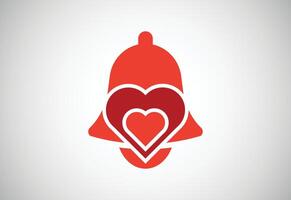 Créatif l'amour cloche logo conception modèle, cœur avec l'amour logo vecteur