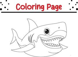 mignonne requin coloration livre page pour enfants. vecteur