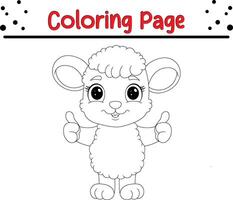 mignonne agneau les pouces en haut coloration livre page pour enfants. vecteur