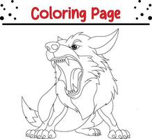 en colère Loup coloration livre page pour enfants. vecteur