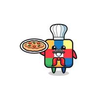 personnage de puzzle cube en tant que mascotte de chef italien