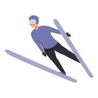 extrême ski sauteur icône dessin animé . amusement tournoi vecteur