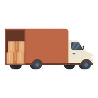 plein véhicule un camion avec des boites icône dessin animé . vente au détail magasin vecteur