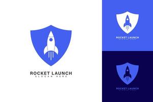 logo de lancement de fusée vecteur