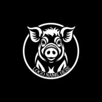 porc logo, minimaliste, cercle, noir et blanc vecteur