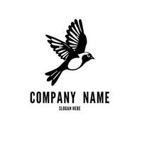 noir et blanc oiseau logo avec propager ailes vecteur