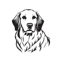 une noir et blanc dessin de une chien avec une noir visage vecteur