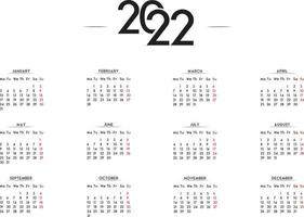 calendrier minimaliste 2022 vecteur