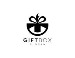 abstrait rond boîte ou cadeau boîte logo conception, cadeau boîte avec ruban logo conception vecteur