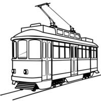 tram contour coloration livre page ligne art illustration numérique dessin vecteur