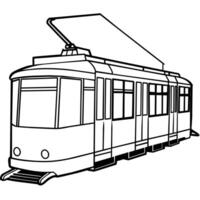 tram contour coloration livre page ligne art illustration numérique dessin vecteur