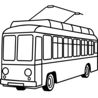 trolleybus contour coloration livre page ligne art illustration numérique dessin vecteur