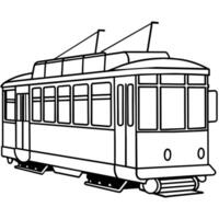 tram contour coloration livre page ligne art illustration numérique dessin vecteur