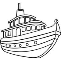 bateau contour illustration numérique coloration livre page ligne art dessin vecteur
