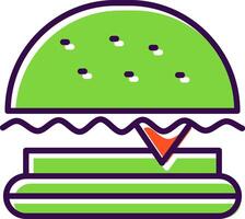 Burger vite nourriture rempli conception icône vecteur