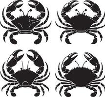 Crabes' illustration. Crabes silhouette sur blanc Contexte vecteur