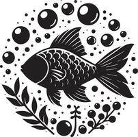 mer poisson silhouette isolé sur blanc Contexte. mer poisson logo vecteur