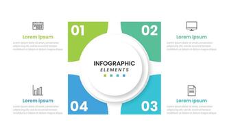 infographie conception modèle. Créatif concept avec 4 pas vecteur