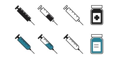ensemble de seringues pour injecter avec vaccins, médicament bouteilles. illustration vecteur
