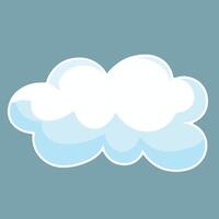 dessin animé blanc des nuages icône isolé sur bleu Contexte. cloudscape dans plat style. bleu ciel nuage temps symbole. illustration nuageux panorama vecteur
