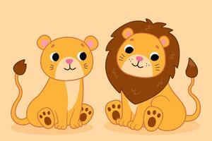 mignonne dessin animé Lion et lionne. illustration pour les enfants. illustration vecteur