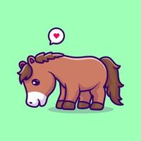 mignonne cheval en mangeant herbe dessin animé vecteur