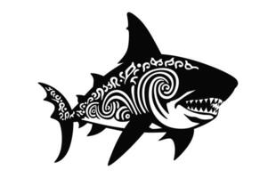 requin mandala noir et blanc silhouette isolé sur une blanc Contexte vecteur