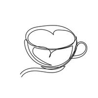 café tasse minimal conception main tiré un ligne style dessin, un ligne art continu dessin, café tasse Célibataire ligne art vecteur