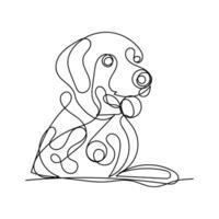 chien minimal conception main tiré un ligne style dessin, un ligne art continu dessin, chien Célibataire ligne art vecteur