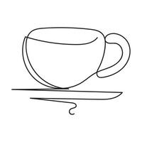 café tasse minimal conception main tiré un ligne style dessin, un ligne art continu dessin, café tasse Célibataire ligne art vecteur