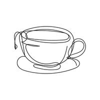 café tasse minimal conception main tiré un ligne style dessin, un ligne art continu dessin, café tasse Célibataire ligne art vecteur