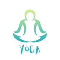 yoga classe logo élément plus de blanc, homme dans lotus position vecteur