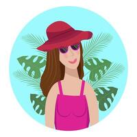 fille dans une chapeau, été personnage, plat illustration vecteur