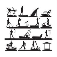 Gym faire des exercices silhouette collection.humain aptitude illustration ensemble. vecteur