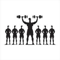 Gym faire des exercices silhouette collection.humain aptitude illustration ensemble. vecteur