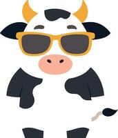 dessin animé vache porter lunettes de soleil illustration vecteur