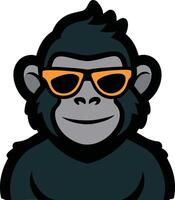 chimpanzé singe avec des lunettes de soleil. illustration dans dessin animé style vecteur
