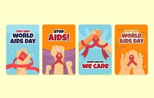 ensemble de cartes de la journée mondiale du sida vecteur