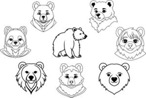 dessin animé ours clipart animal logo coloration page livre vecteur