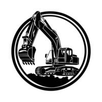 excavatrice noir et blanc Facile logo vecteur