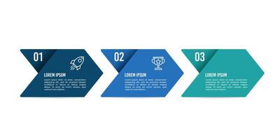 3 processus infographie flèches conception modèle. planification, commercialisation et affaires présentation. vecteur