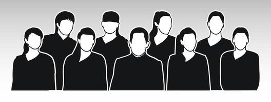 tête silhouettes de Hommes et femmes. spectateurs, public, spectateur, téléspectateur, spectateur vecteur