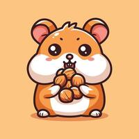 illustration de mignonne hamster en mangeant cacahuètes vecteur