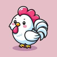 mignonne illustration de poulet, dessin animé poulet vecteur