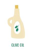 élégant illustration une d'inspiration méditerranéenne olive pétrole bouteille dans lisse, transparent conception. polyvalent pour cuisine décor, il fête artisanal les saveurs dans une croustillant, évolutif vecteur