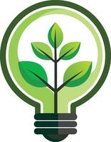 renouvelable énergie Ressources logo avec une dynamique plante alimenté lumière ampoule éco idée lumière ampoule logo vecteur